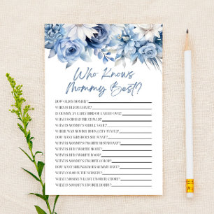 Dusty Blue Floral Qui Connaît Mommy Baby shower Je