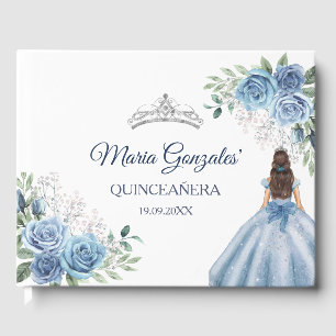 Dusty Blue Floral Quinceañera Livre d'or