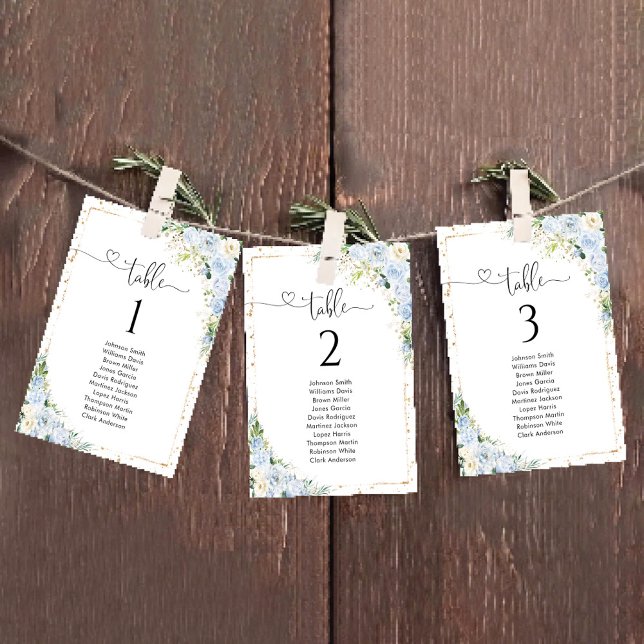 Dusty Blue Floral Table Number Seating Chart (Créateur téléchargé)