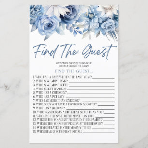 Dusty Blue Floral Trouvez Le Jeu Du Baby shower In