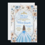 Dusty Blue & Gold Floral Mis XV Anos Invitation<br><div class="desc">Dusty Blue & Gold Floral Mis XV Anos Invitation</div>
