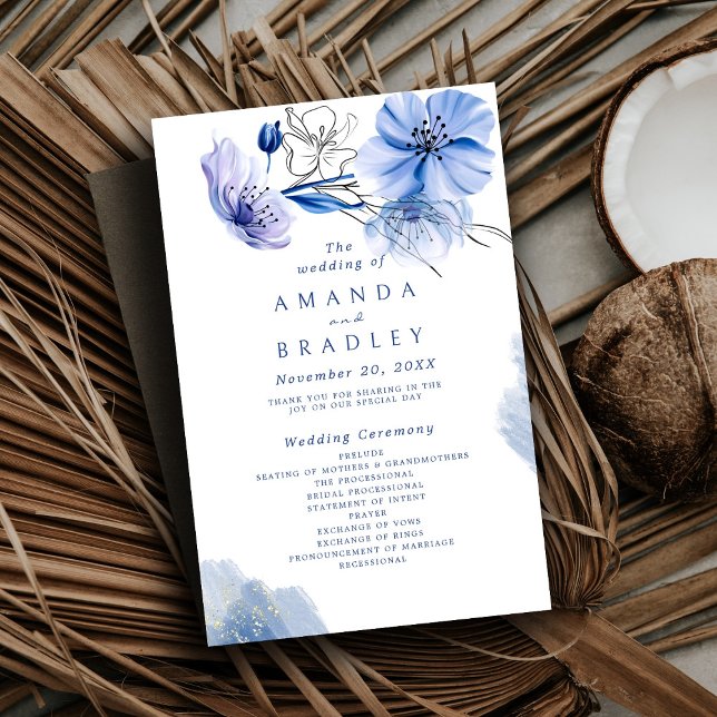 Dusty Blue & Gold Parties scintillant Floral progr (Créateur téléchargé)