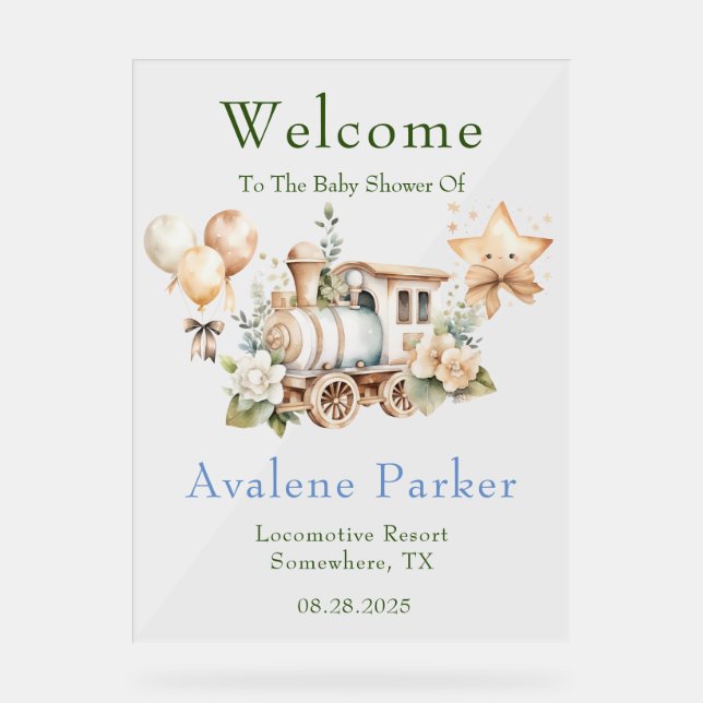 Dusty Blue Green Train Boy Douche Affiche de bienv (Recto)