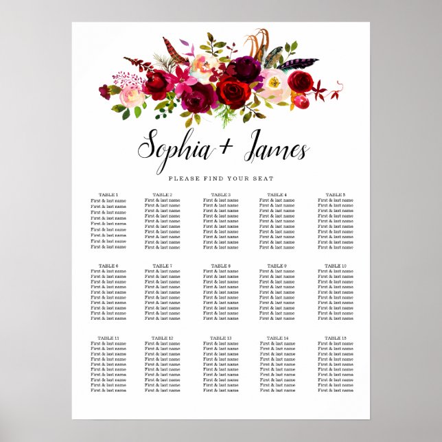 Dusty Blue Greenery Élégant tableau de mariage (Devant)