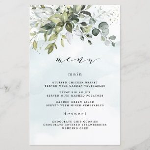 Dusty Blue Greenery Floral Boho Mariage Cartes de
