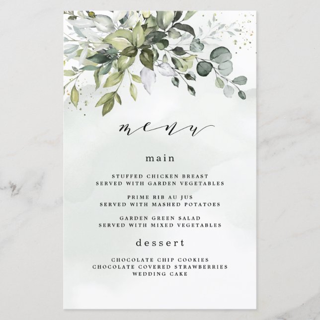 Dusty Blue Greenery Floral Boho Mariage Cartes de  (Devant)