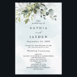 Dusty Blue Greenery Floral Rustic Wedding Programm<br><div class="desc">Ce design est disponible avec deux nuances bleues poussiéreuses différentes. Une option est plus poussiéreuse que l'autre et penche vers un bleu gris-poussiéreux. Celui-ci que vous visualisez penche plus vers le bleu pour les éclaboussures aquarelle. Comparez chaque aperçu à l'écran pour une correspondance parfaite en ce qui concerne l'ombre de...</div>