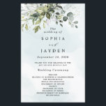 Dusty Blue Greenery Floral Rustic Wedding Programm<br><div class="desc">Ce design est disponible avec deux nuances bleues poussiéreuses différentes. Une option est plus poussiéreuse que l'autre et penche vers un bleu gris-poussiéreux. Celui-ci que vous visualisez penche plus vers le bleu pour les éclaboussures aquarelle. Comparez chaque aperçu à l'écran pour une correspondance parfaite en ce qui concerne l'ombre de...</div>