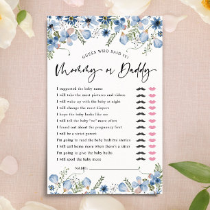 Dusty Blue Guess Who Maman ou Papa Jeux Baby showe