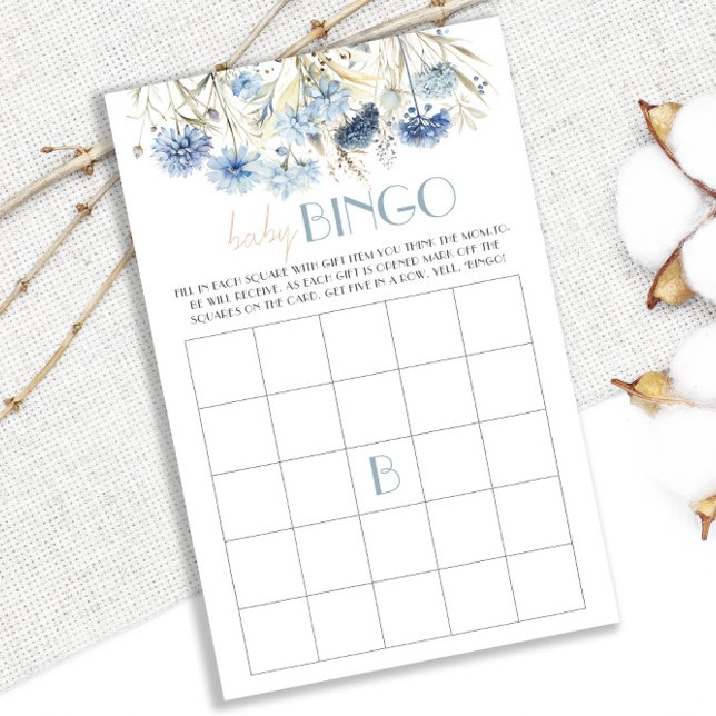 DUSTY Blue Hydrangea Baby shower Bingo Carte de je (Créateur téléchargé)