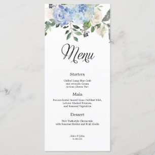 Dusty Blue Hydrangea Floral Menu Mariage