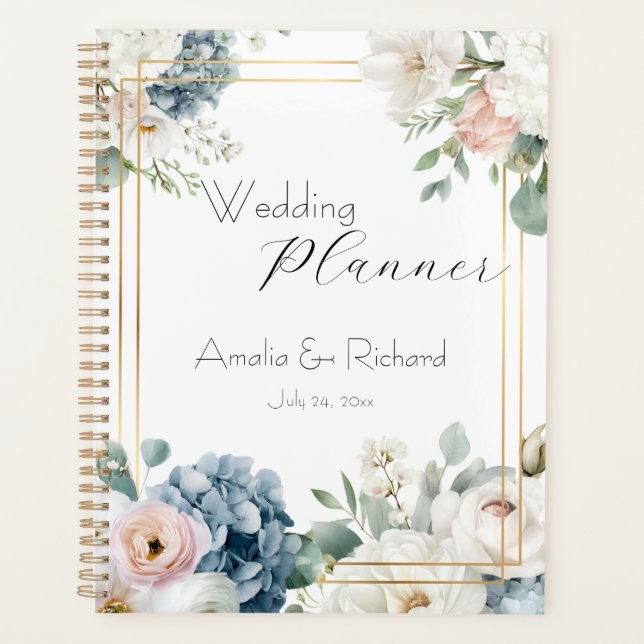 Dusty Blue Hydrangea Floral Wedding Planner (Devant)