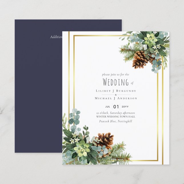 Dusty Blue Mariage Eucalyptus Budget vert (Devant / Derrière)