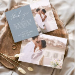 Dusty Blue Mariage Minimaliste Merci Cartes<br><div class="desc">Cartes de remerciements du Mariage Budget qui ont une photo à l'avant et à l'arrière. Les cartes de remerciement contiennent une typographie de script moderne,  lettrée à la main,  qui sont élégantes,  simples et modernes à utiliser après la célébration du mariage.</div>
