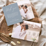 Dusty Blue Mariage Minimaliste Merci Cartes<br><div class="desc">Cartes de remerciements du Mariage Budget qui ont une photo à l'avant et à l'arrière. Les cartes de remerciement contiennent une typographie de script moderne,  lettrée à la main,  qui sont élégantes,  simples et modernes à utiliser après la célébration du mariage.</div>