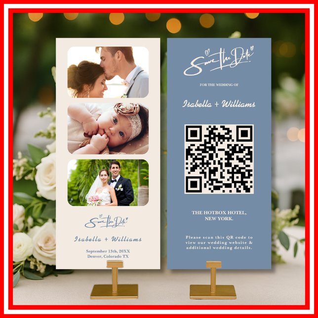 Dusty Blue Mariage Photo QR Code Elegant (Créateur téléchargé)