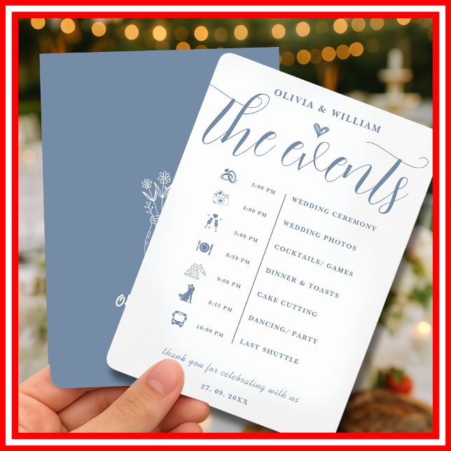 Dusty Blue Mariage Programme de l'ordre des événem (Créateur téléchargé)
