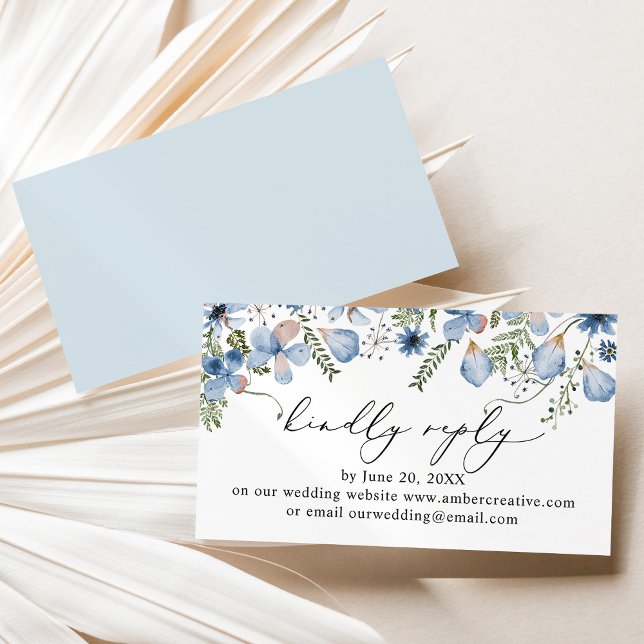 Dusty Blue Mariage Website Carte de boîtier RSVP (Créateur téléchargé)