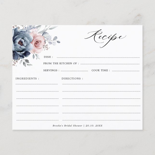 Dusty Blue Mauve Rose rose Fête des mariées Recett (Devant)