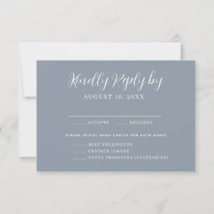 Dusty Blue Menu Choice Wedice RSVP Card