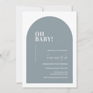 Dusty Blue Minimal Arc Oh Baby shower Invitation