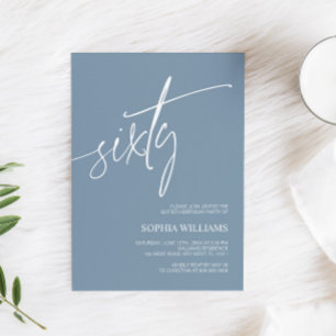 Dusty Blue Minimalist 60e anniversaire Invitation