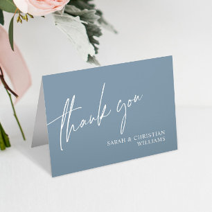 Dusty Blue Minimalist Carte de remerciements Maria