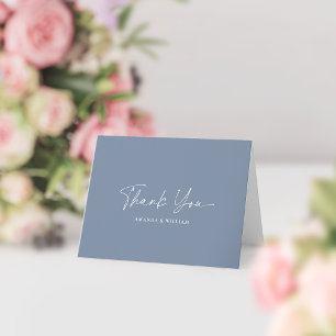 Dusty Blue Minimalist Carte de remerciements Maria