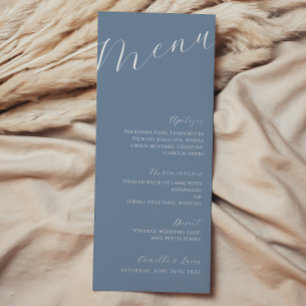 Dusty Blue Minimalist Menu Mariage moderne