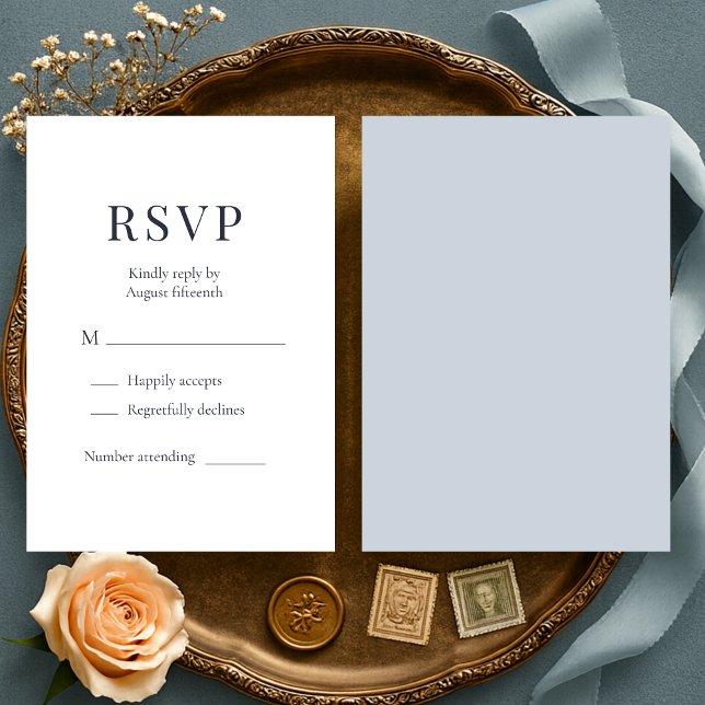 Dusty Blue Minimalist Wedding RSVP  (Créateur téléchargé)