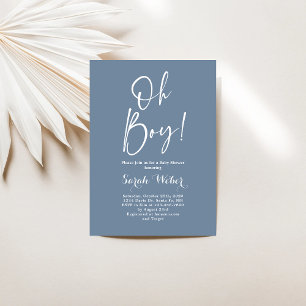Dusty Blue minimaliste Oh baby shower invitation