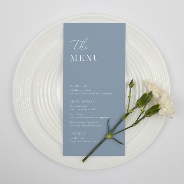 Dusty Blue Modern élégant Mariage Accueil Menu (Créateur téléchargé)