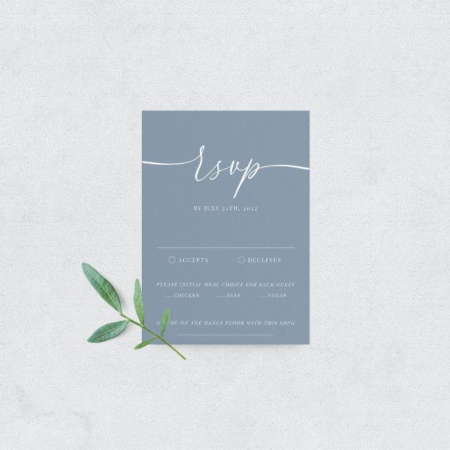 Dusty Blue Modern élégant mariage carte RSVP (Créateur téléchargé)