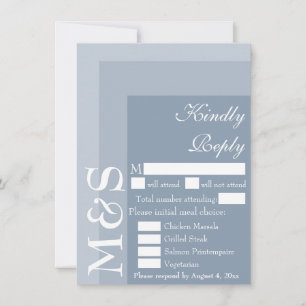 Dusty Blue Modern Script Wedding Carte RSVP