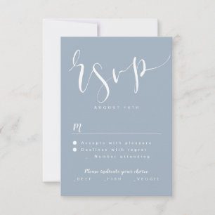 Dusty Blue Modern Simple Script mariage RSVP