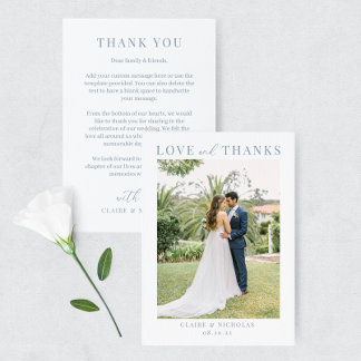 Dusty Blue Moderne élégant mariage Merci photo