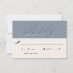 Dusty Blue Moderne Élégant Monogramme minimal RSVP