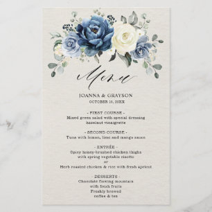 Dusty Blue Navy Champagne Ivory Mariage Menu