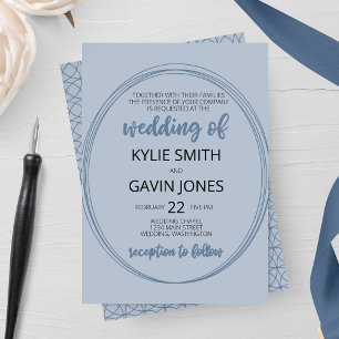 Dusty Blue Oval Faire-part de mariage