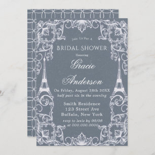 Dusty Blue Paris France Invitation de douche nupti
