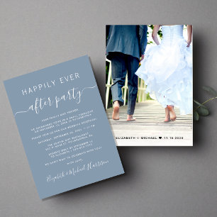 Dusty Blue Photo Mariage Réception Invitation