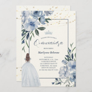 Dusty Blue Princess Quinceañera Invitation