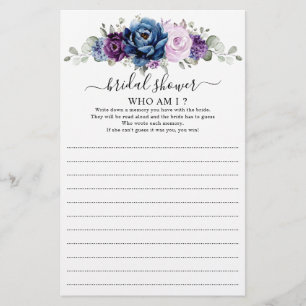 Dusty Blue Purple Fête des mariées Qui Suis-Je Jeu