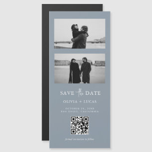 Dusty Blue QR Code Bande photo Mariage magnétique