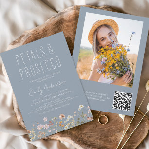 Dusty Blue QR Code Fleur sauvage Petals & Prosecco