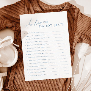 Dusty Blue Qui Connait Daddy Baby shower Carte de