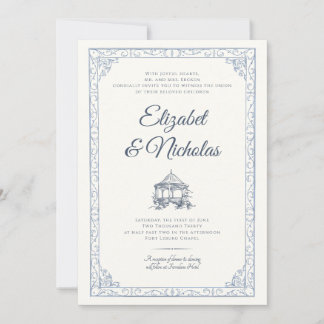 Dusty Blue Rococo Garden Invitation de mariage