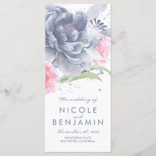 Dusty Blue Rose Floral Aquarelle Programmes de mar