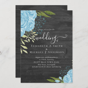 Dusty Blue Roses Rustic Wood Mariage Budget