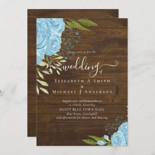 Dusty Blue Roses Rustic Wood Mariage Budget